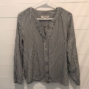 LOFT Slate Grey & White Striped long sleeve.SizeM.